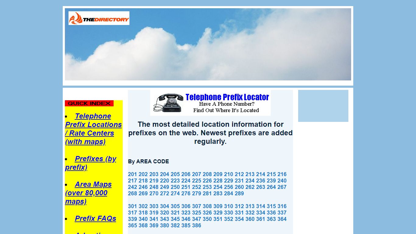 Detailed Telephone Number / Prefix Locations in any Area Code (with maps)